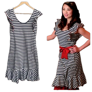 Effie's Heart Blue White Striped Nautical Dress Size Medium